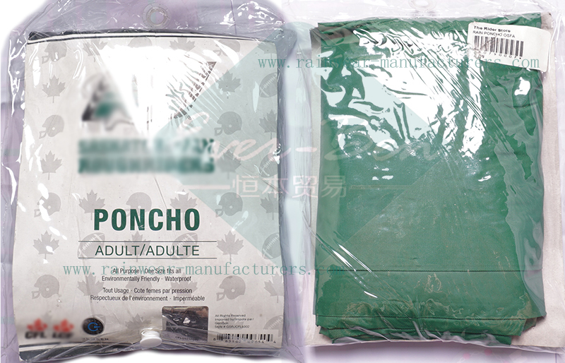 China Green rain poncho packable pouch